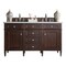 James Martin Vanities Brittany 60in Double Vanity, Burnished Mahogany w/ 3 CM Carrara Marble Top 650-V60D-BNM-3CAR - alternate 1